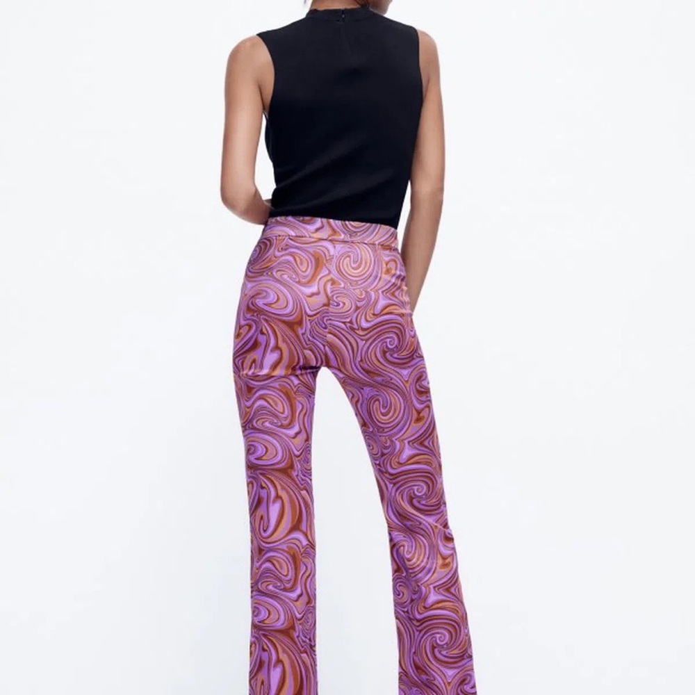 ZARA PATTERNED FLARED PANTS NWT - image 4